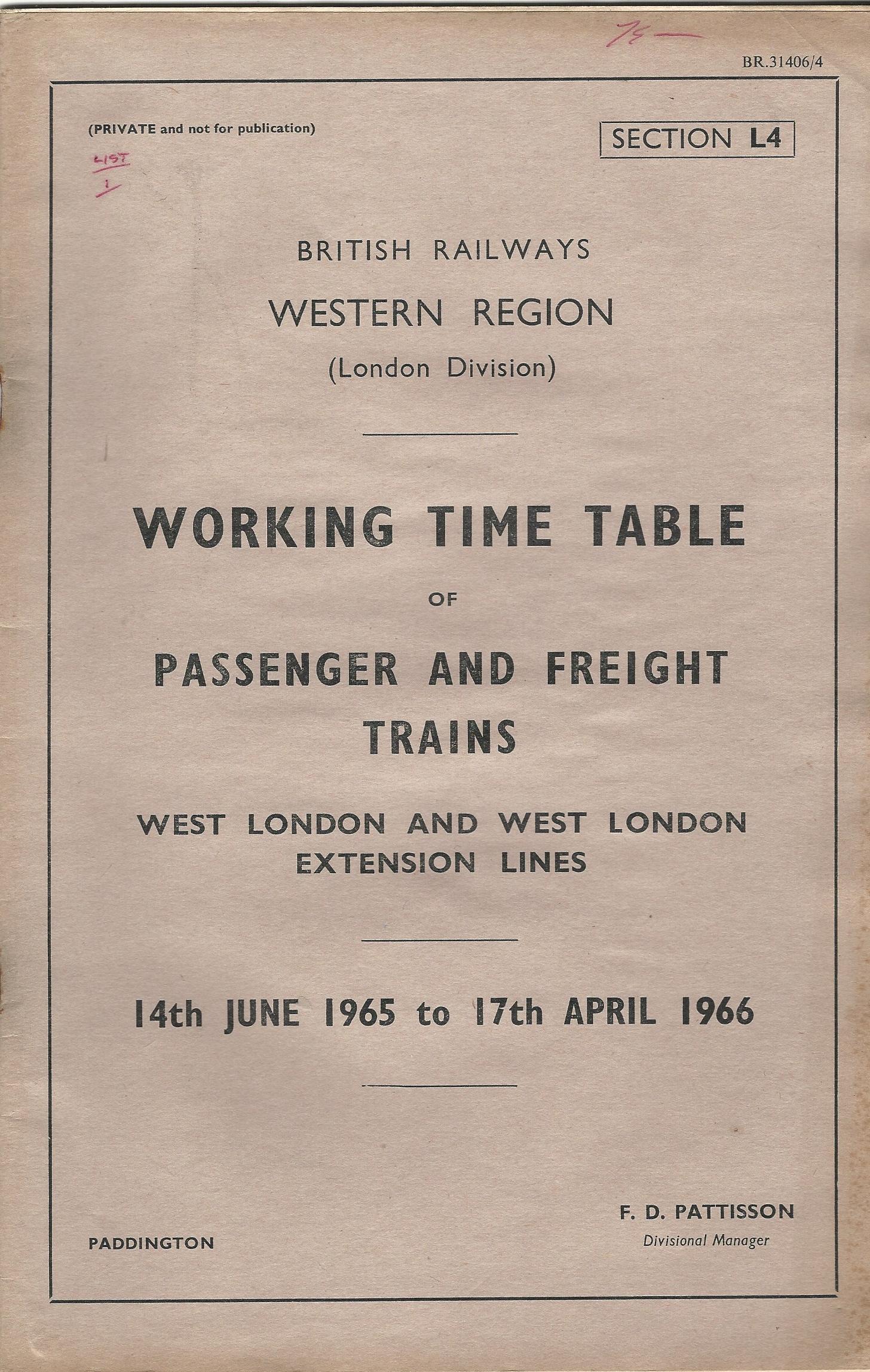 British Railways Western Region: Working Time Table of Passenger and ...